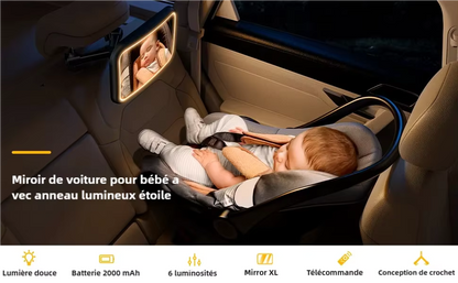 Miroir de voiture lumineux pour bébé