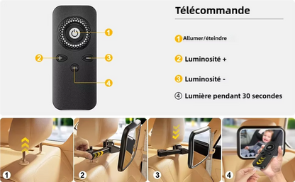 Miroir de voiture lumineux pour bébé